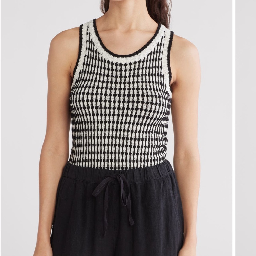 Blu Pepper Nordstroms Black and White Knit Tank Top